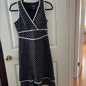 I N C Black and White Polka Dot Midi Dress size 2. Nice condition.